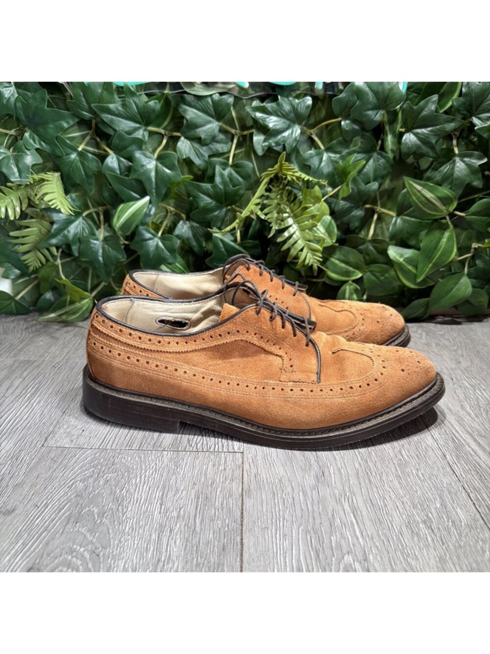 Allen Edmonds Schautel Brown Suede McNeil Wingtip Dress Shoes Men Sz 9.5 D USA